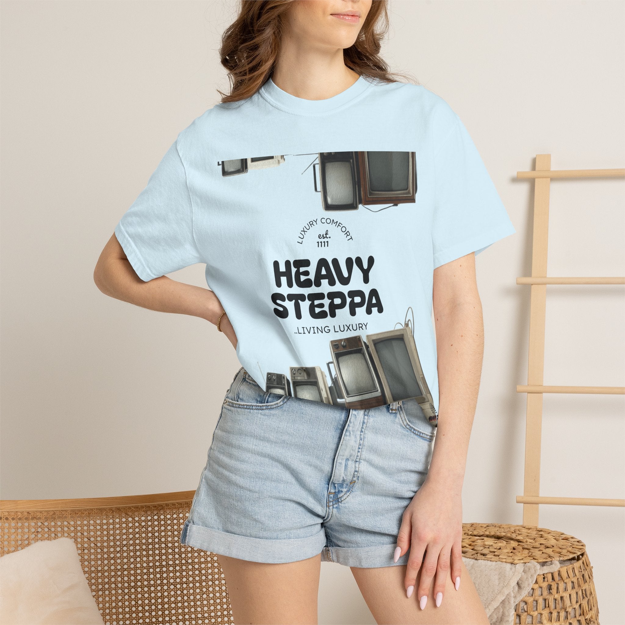 Heavy Steppa Tee — 'Heavy Steppa / Living Luxury' Graphic T-Shirt