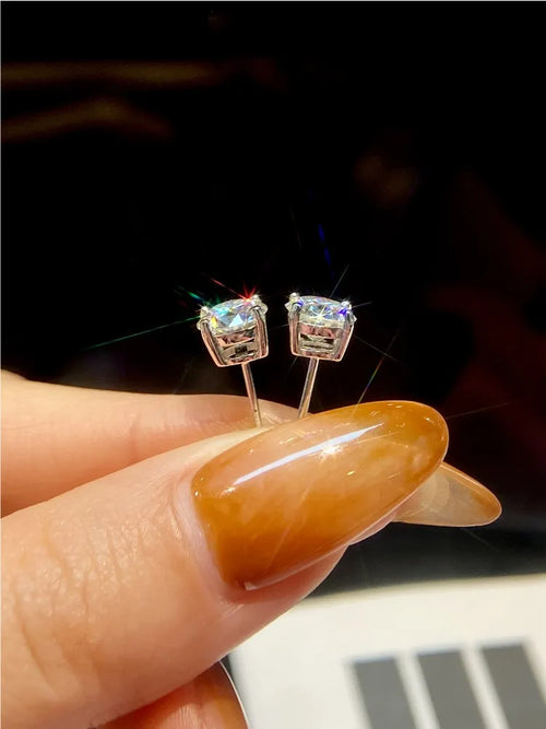 0.1CT-2CT D Color Lab Created Diamond Certified Moissanite Stud Earrings for Woman Gift 925 Sterling Silver Wedding Jewelry