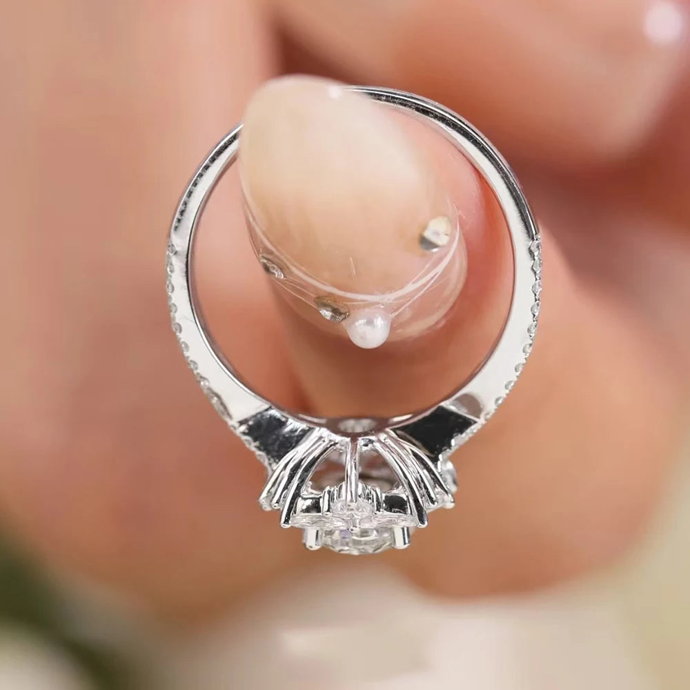 1 Carat D Color Oval Cut Moissanite Diamond Ring with GRA S925 Silver Engagement Rings Promise Wedding Bands for Women Jewelry