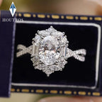 1 Carat D Color Oval Cut Moissanite Diamond Ring with GRA S925 Silver Engagement Rings Promise Wedding Bands for Women Jewelry