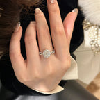 1 Carat D Color Oval Cut Moissanite Diamond Ring with GRA S925 Silver Engagement Rings Promise Wedding Bands for Women Jewelry