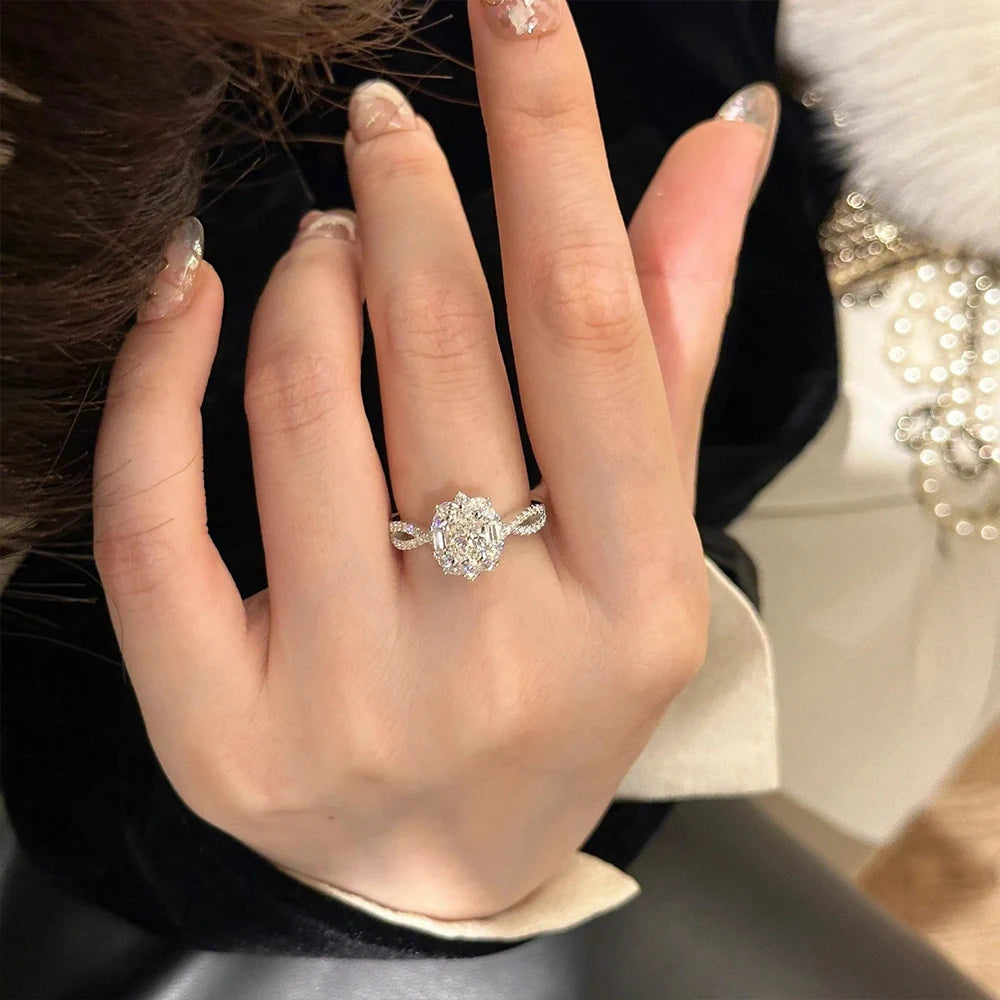 1 Carat D Color Oval Cut Moissanite Diamond Ring with GRA S925 Silver Engagement Rings Promise Wedding Bands for Women Jewelry